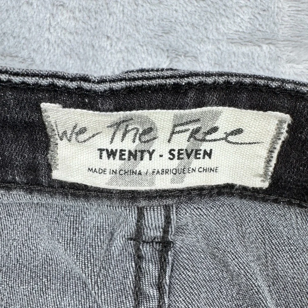 We The Free Jeans Women 27 Black Flare High Rise Button Fly Denim Boho Hippie - Picture 8 of 16